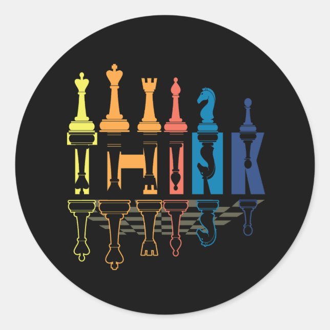 Adesivo Redondo Think Retro Vintage Chess Piments Boar (Frente)