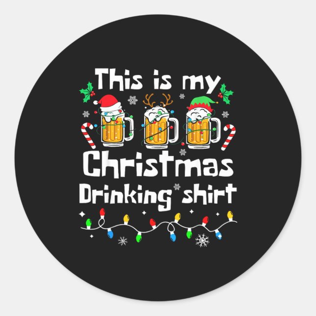 Adesivo Redondo This Is My Christmas Beer Drinking Funny Party Xma (Frente)