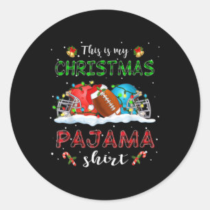 Adesivo Redondo This Is My Christmas Pajama  Football Xmas Lights 