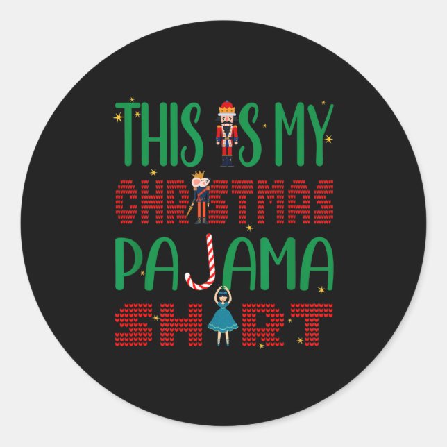 Adesivo Redondo This Is My Christmas Pajama Funny Family Matching  (Frente)