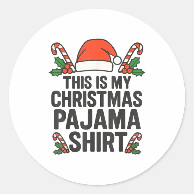 Adesivo Redondo This Is My Christmas Pajama Funny Xmas Pj S Men Wo (Frente)