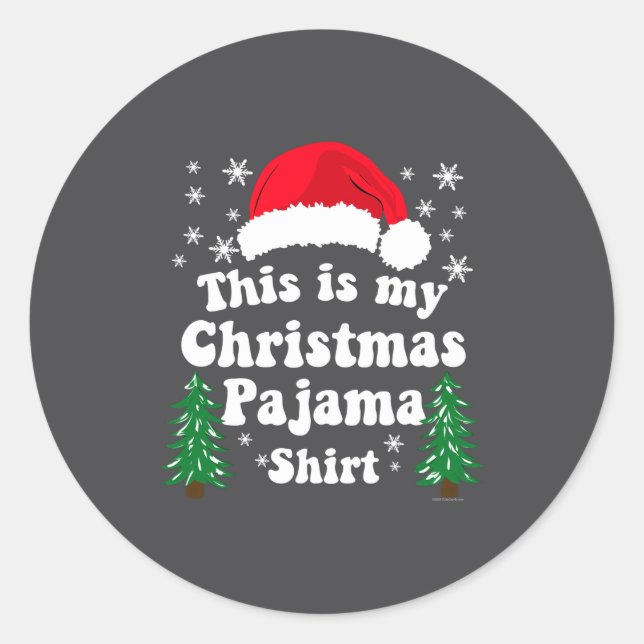 Adesivo Redondo This Is My Christmas Pajama Shirt Funny Retro Matc (Frente)