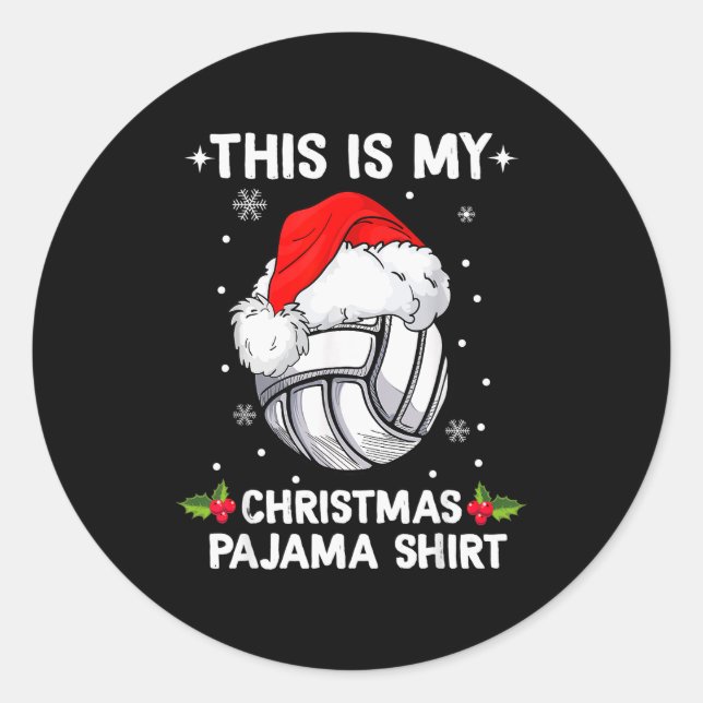 Adesivo Redondo This Is My Christmas Pajama Shirt Volleyball Chris (Frente)