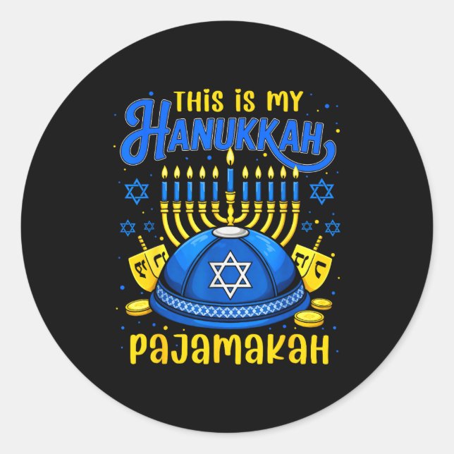 Adesivo Redondo This Is My Hanukkah Pajamakah For Jewish Christmas (Frente)