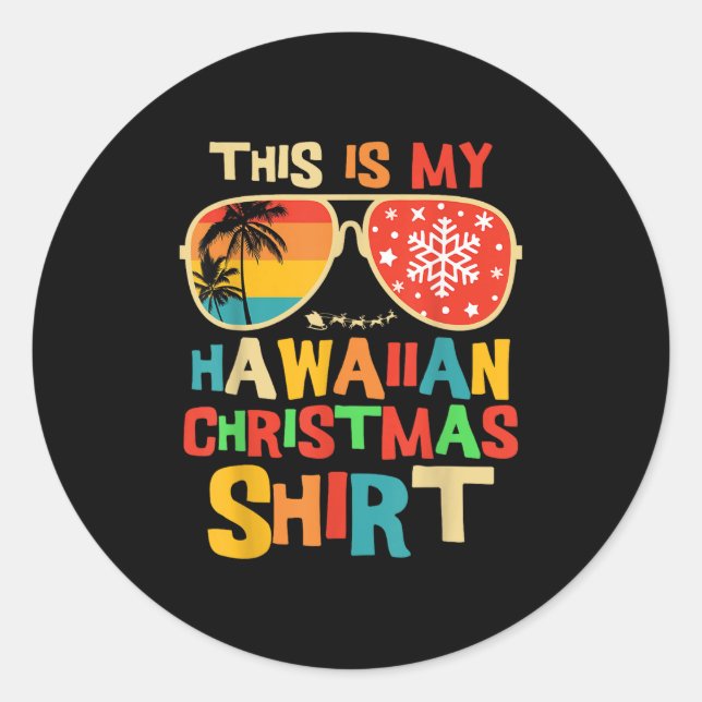Adesivo Redondo This Is My Hawaiian Christmas Pajama Matching Fami (Frente)