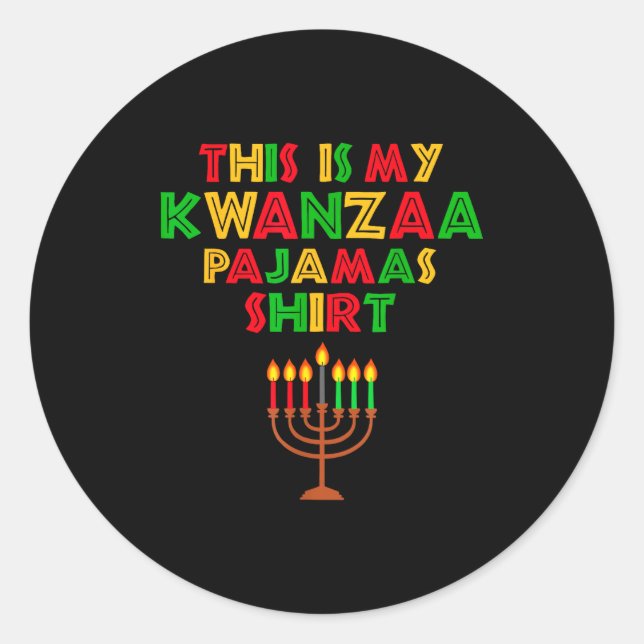 Adesivo Redondo This Is My Kwanzaa Pajamas Seven Principles Candle (Frente)