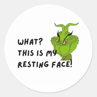 Adesivo Redondo "This is My Resting Face!" Grinch christmas funny