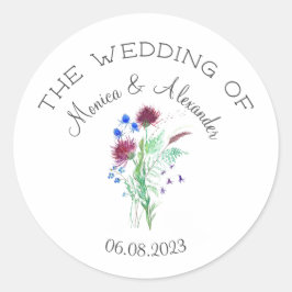 Adesivo Redondo Thistor Floral Scottish Watercolor Festa de casame