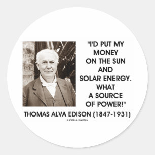 Adesivo Redondo Thomas Edison Sun Energia Solar Fonte De Energia