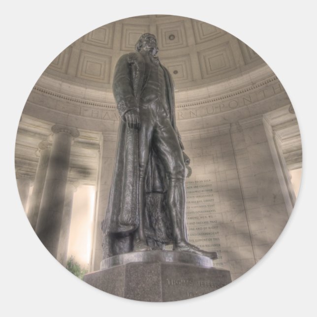 Adesivo Redondo Thomas Jefferson Memorial Bronze Estátua (Frente)