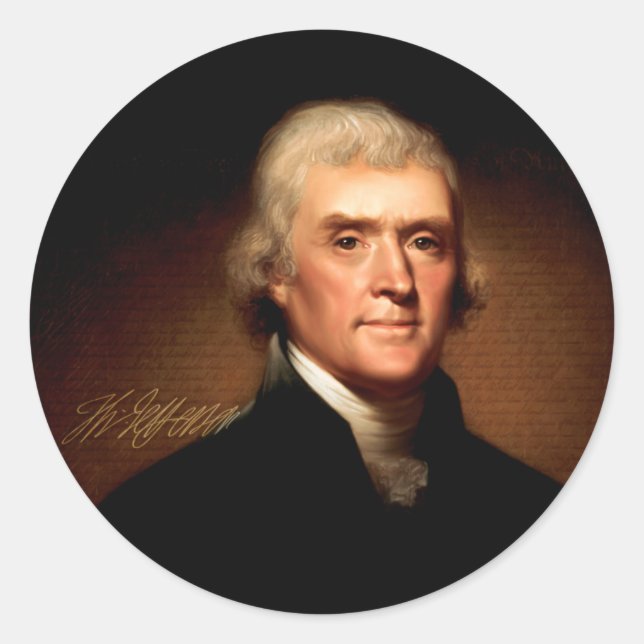 Adesivo Redondo Thomas Jefferson Portrait (Frente)