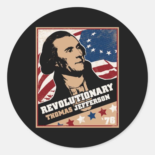 Adesivo Redondo Thomas Jefferson Vinheta Revolucionária (Frente)