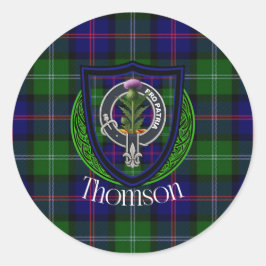 Adesivo Redondo Thomson Scottish Clan Tartan & Crest