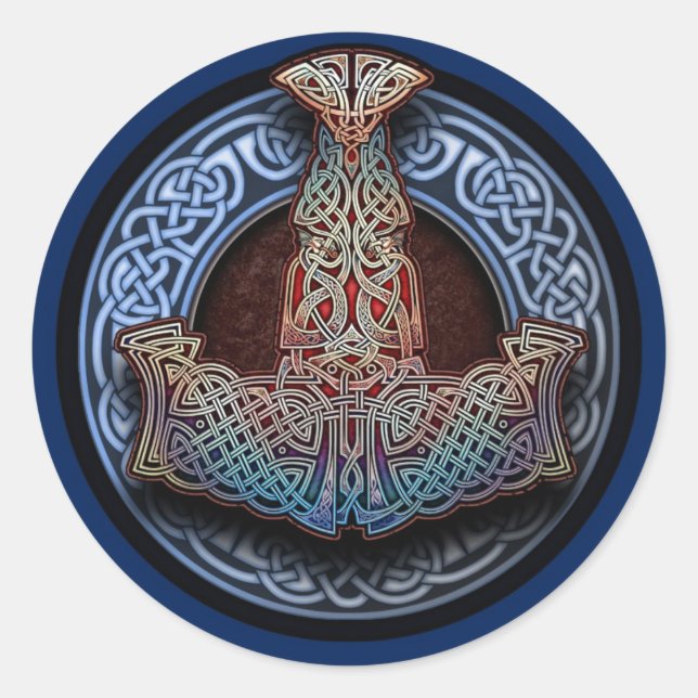 Adesivo Redondo Thor's Hammer Stickers (Frente)