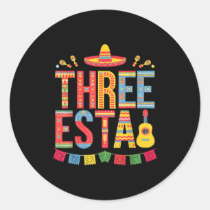 Adesivo Redondo Threeesta 3º aniversário fiesta chapéu mexicano
