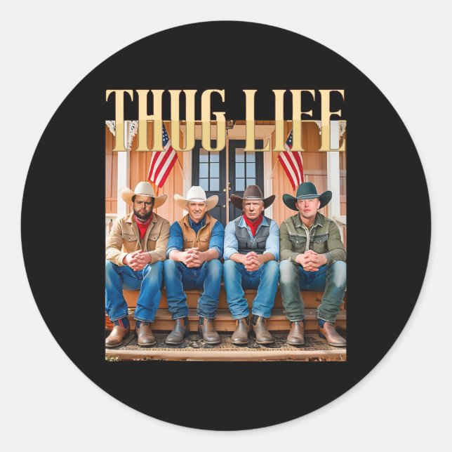 Adesivo Redondo Thug Life Trump Vance Kennedy Elon 1 (Frente)