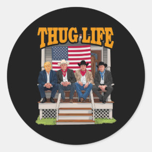 Adesivo Redondo Thug Life Trump Vance Kennedy Elon Shirt