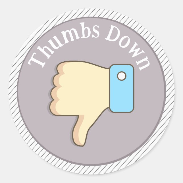 Adesivo Redondo Thumbs Down Hand Purple (Frente)