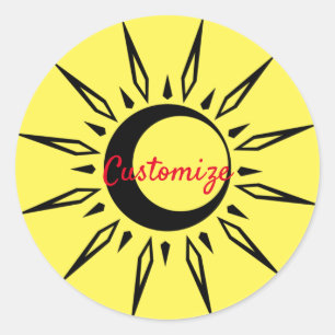 Adesivo Redondo Thunder_Cove da Lua do Crescente Sol Brilhante