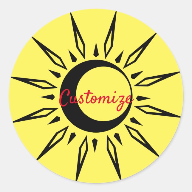 Adesivo Redondo Thunder_Cove da Lua do Crescente Sol Brilhante (Frente)