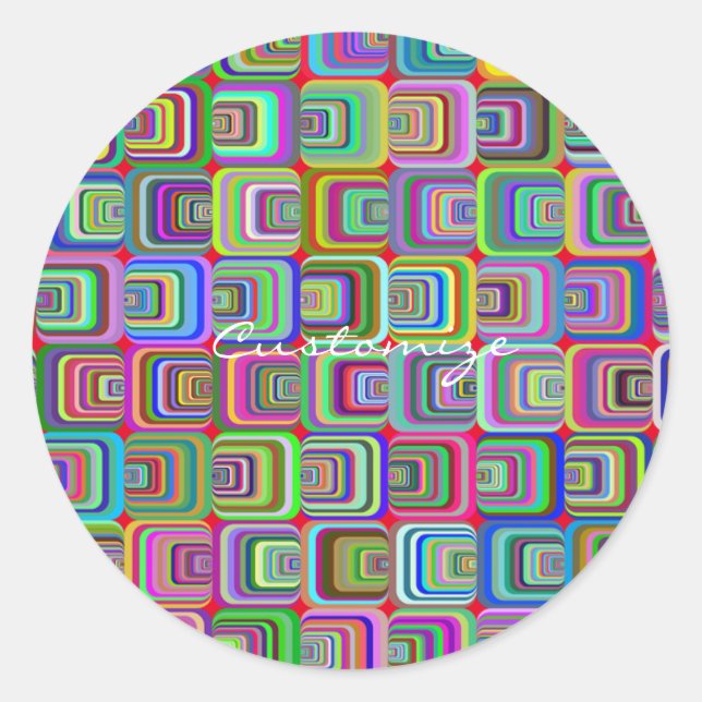 Adesivo Redondo Thunder_Cove, estilo hippie psíquico do Groovy (Frente)