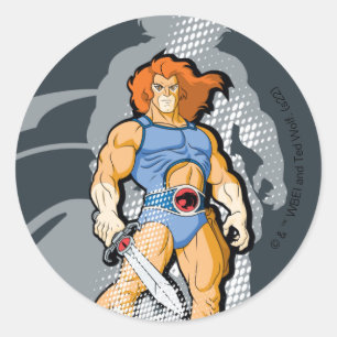 Adesivo Redondo ThunderCats   Gráfico de Sombra de Leão-O Halftton