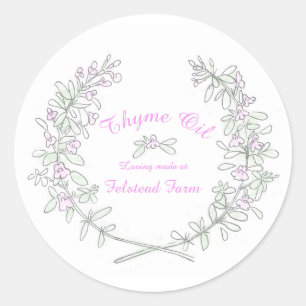 Adesivo Redondo Thyme wreath art Thyme oil autocolante