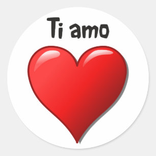 Adesivo Redondo Ti amo - Eu te amo no italiano