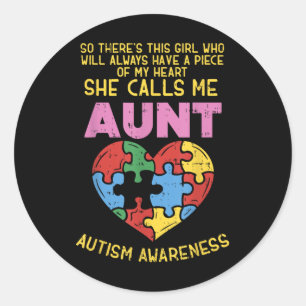 Adesivo Redondo Tia Autismo Sensibilização Camiseta Pedaço Do Meu