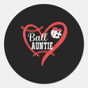 Adesivo Redondo Tia Bola Jogador de Futebol de Baseball Coração Am