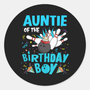 Adesivo Redondo Tia Da Família De Boliches De Boliche De Aniversár