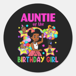 Adesivo Redondo Tia Da Menina De Aniversário Gracie Bonecas Menina