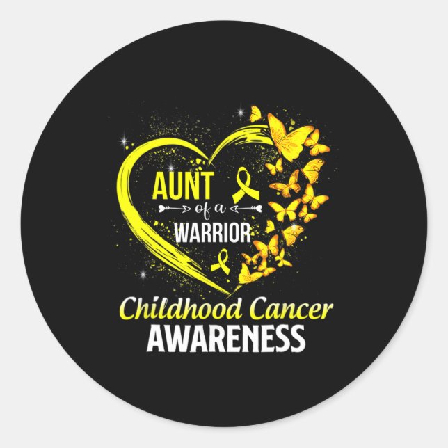 Adesivo Redondo Tia De Borboleta De Um Cancer De Infância Guerreir (Frente)