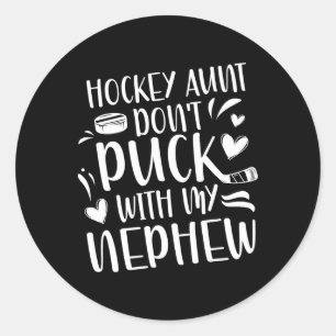 Adesivo Redondo Tia de Hockey de um Jogador de Hockey Tia de Hocke