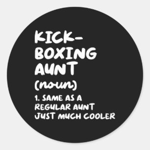 Adesivo Redondo Tia de Kickboxing Definição Esportes Engraçado Art