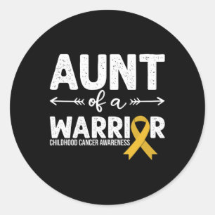 Adesivo Redondo Tia De Um Guerreiro - Cancer Da Fita De Ouro