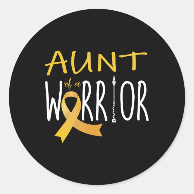 Adesivo Redondo Tia de um guerreiro de infância de cancer (Frente)