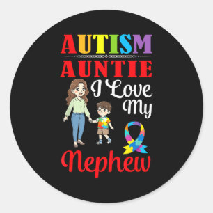 Adesivo Redondo Tia do Autismo Eu Amo Meu Sobrinho Conscientização