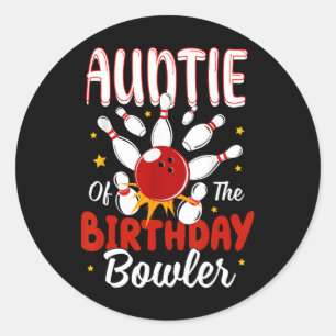 Adesivo Redondo Tia Do Birthday Bowler Kid Party Ce