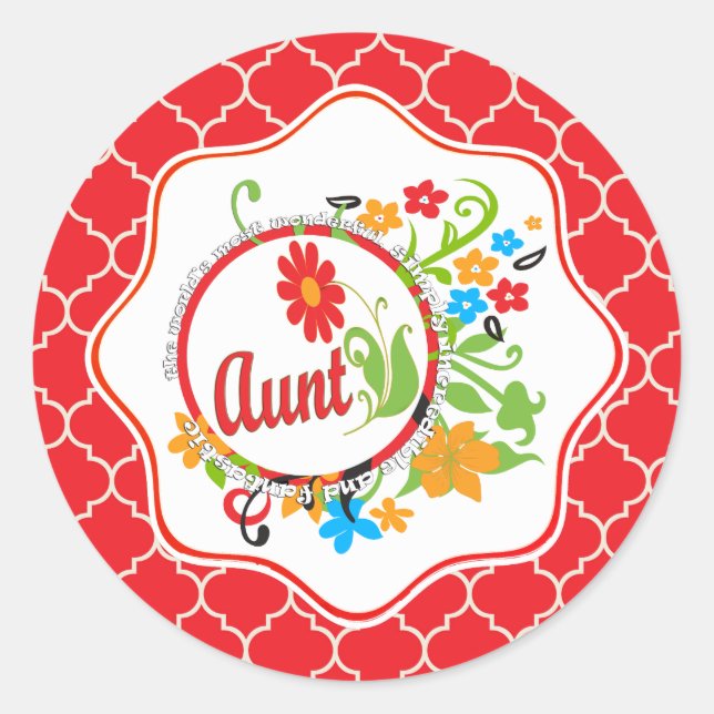 Adesivo Redondo Tia Fantástica Mais Maravilhosa do Mundo (Frente)