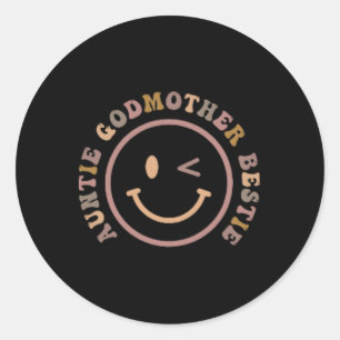 Adesivo Redondo Tia Goddad Bestie Funny Dia de as mães 2 Lado