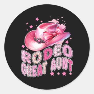 Adesivo Redondo Tia Grande do Rodeio Cowgirl Rosa Aniversário de 1