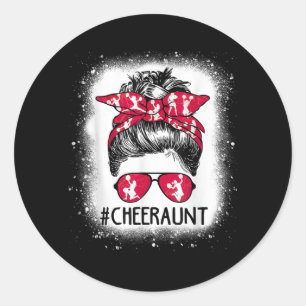 Adesivo Redondo Tia Life Messy Bun Cheerleader Branqueado Mães D