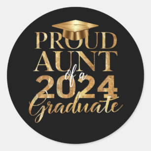 Adesivo Redondo Tia Orgulhosa da Turma de 2024 Graduada