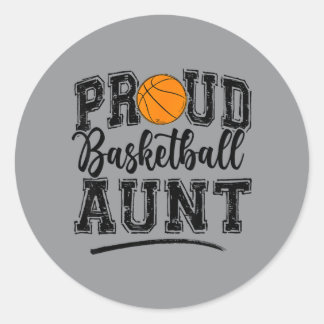 Adesivo Redondo Tia Orgulhosa De Basquete De Um Jogador De Basquet