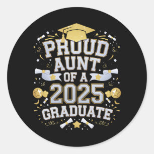 Adesivo Redondo Tia Orgulhosa De Um Graduado De 2025 Graduação Fam