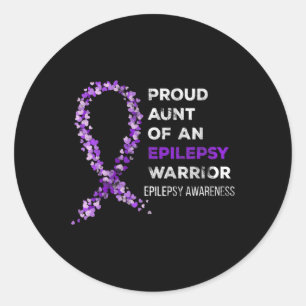 Adesivo Redondo Tia Orgulhosa de um Guerreiro Epilepsia Awarene