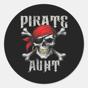 Adesivo Redondo Tia Pirata Jolly Roger Flag E Skull Crossbones