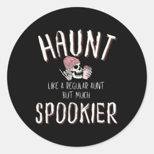 Adesivo Redondo Tia Shirt Halloween Skeleton