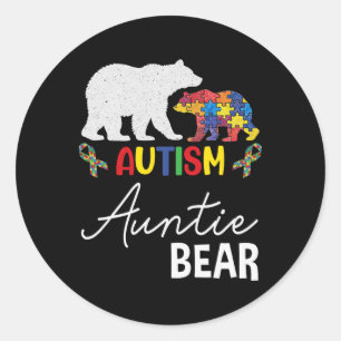 Adesivo Redondo Tia Urso Autismo Sensibilização Tia Mulheres Prese
